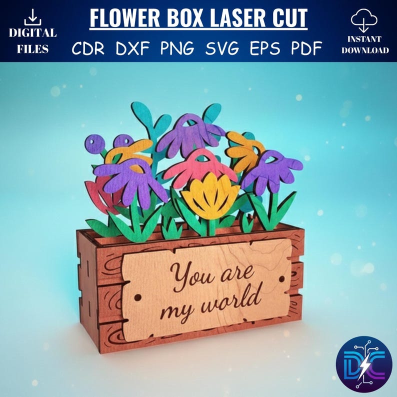 3D Flower Box SVG Bundle, Laser Cut Files, Mother's Day Gift (digital ...