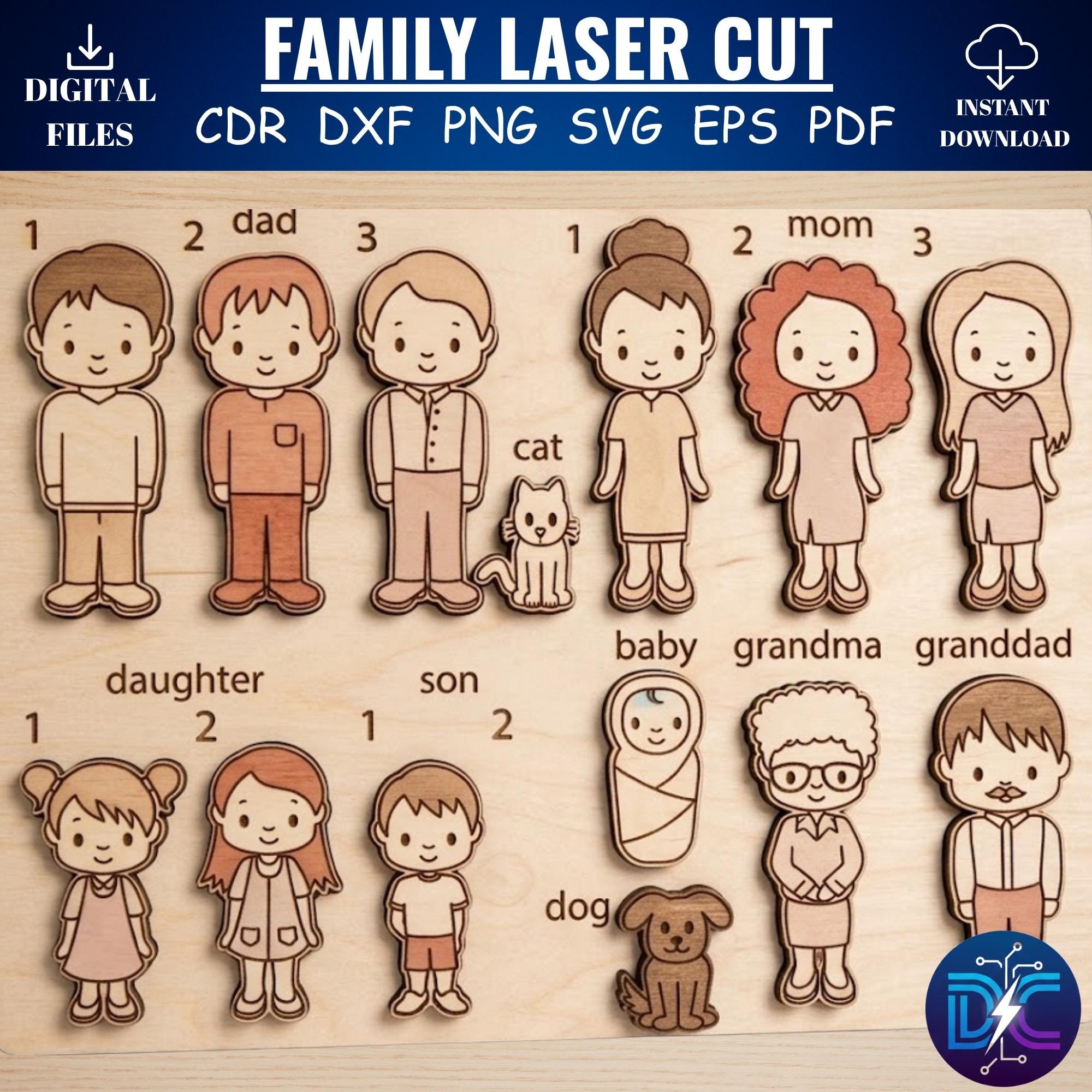 Family Puzzle SVG Laser Cut File | Custom Board, Kids Learning (digital ...