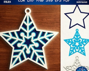 Layered Christmas Ornament SVG, Nativity Bauble, Winter Scene Laser Cut File (Digital Download)