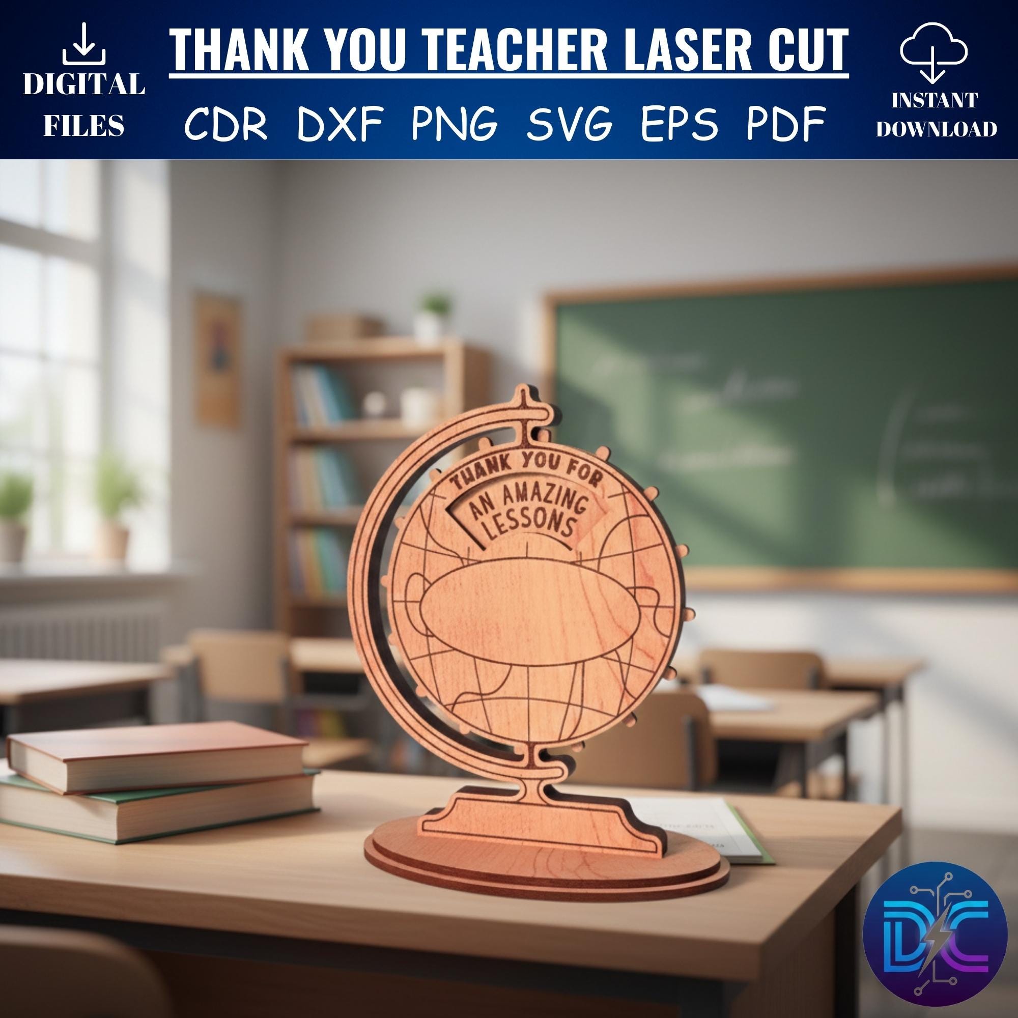 Laser Cut Teacher Gift SVG Bundle | Thank You Desk Decor (digital ...