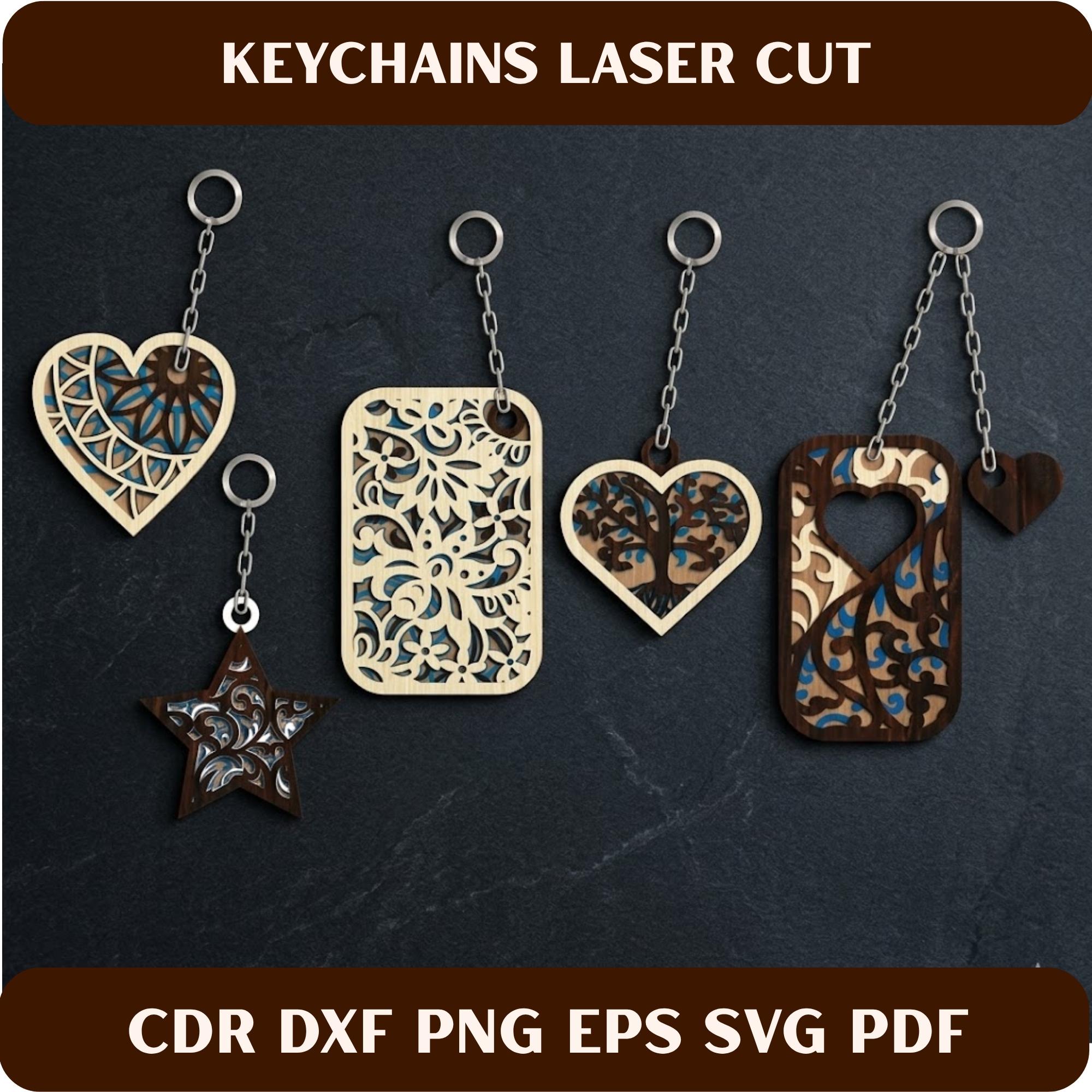 Laser Cut Keychain SVG, Minimalist Wood Keyring Template (digital ...