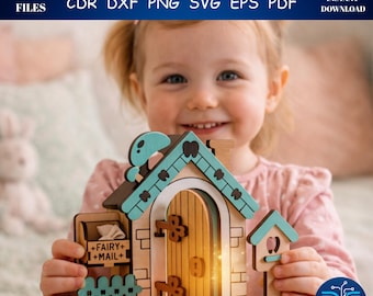 Tooth Fairy Door SVG, Magical Fairy House Laser Cut Files, Kids Bedroom Decor, First Tooth Gift, Glowforge Wood Files, DIY Tooth Fairy Kit