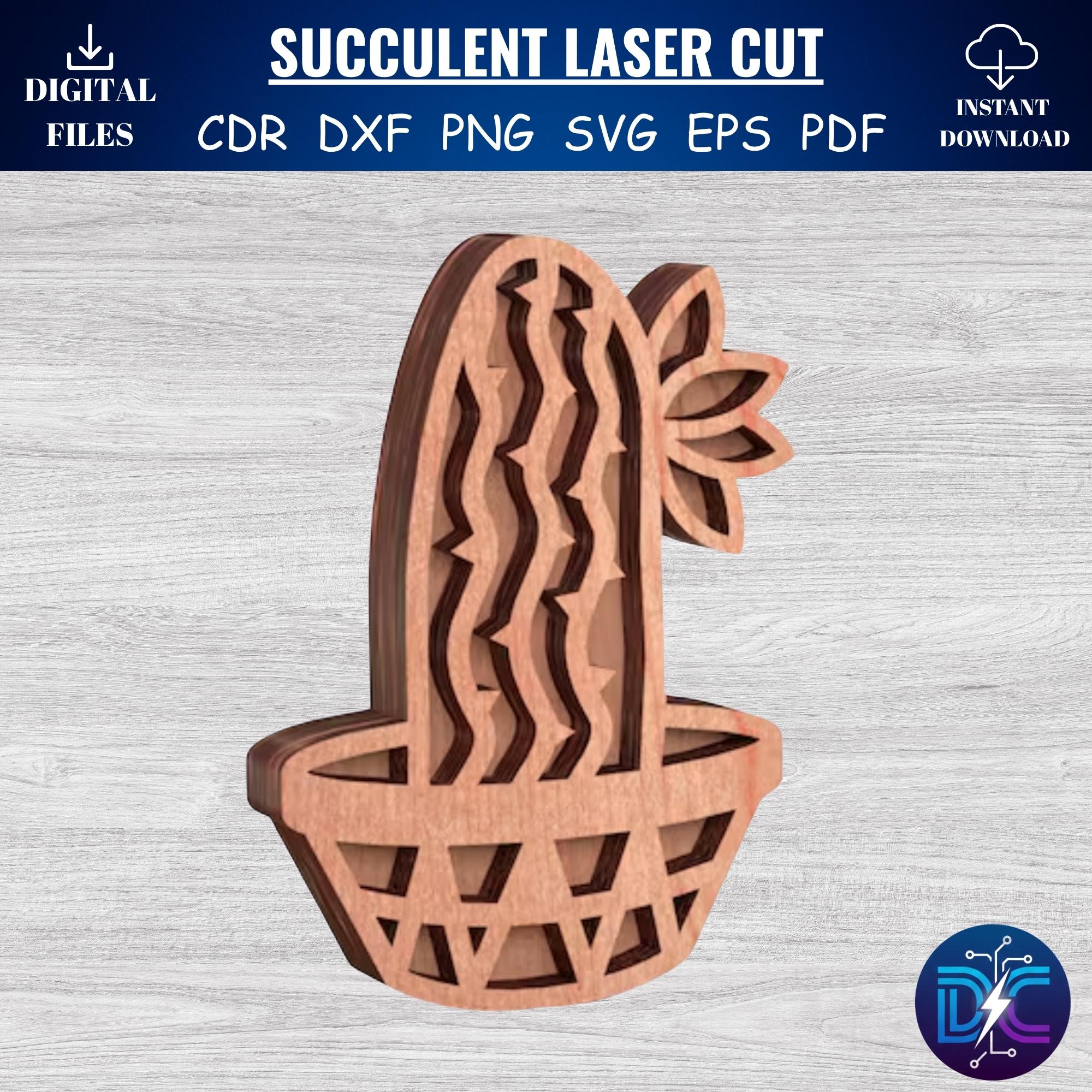 3D Succulent Laser Cut Files – Potted Cactus SVG Bundle (digital ...
