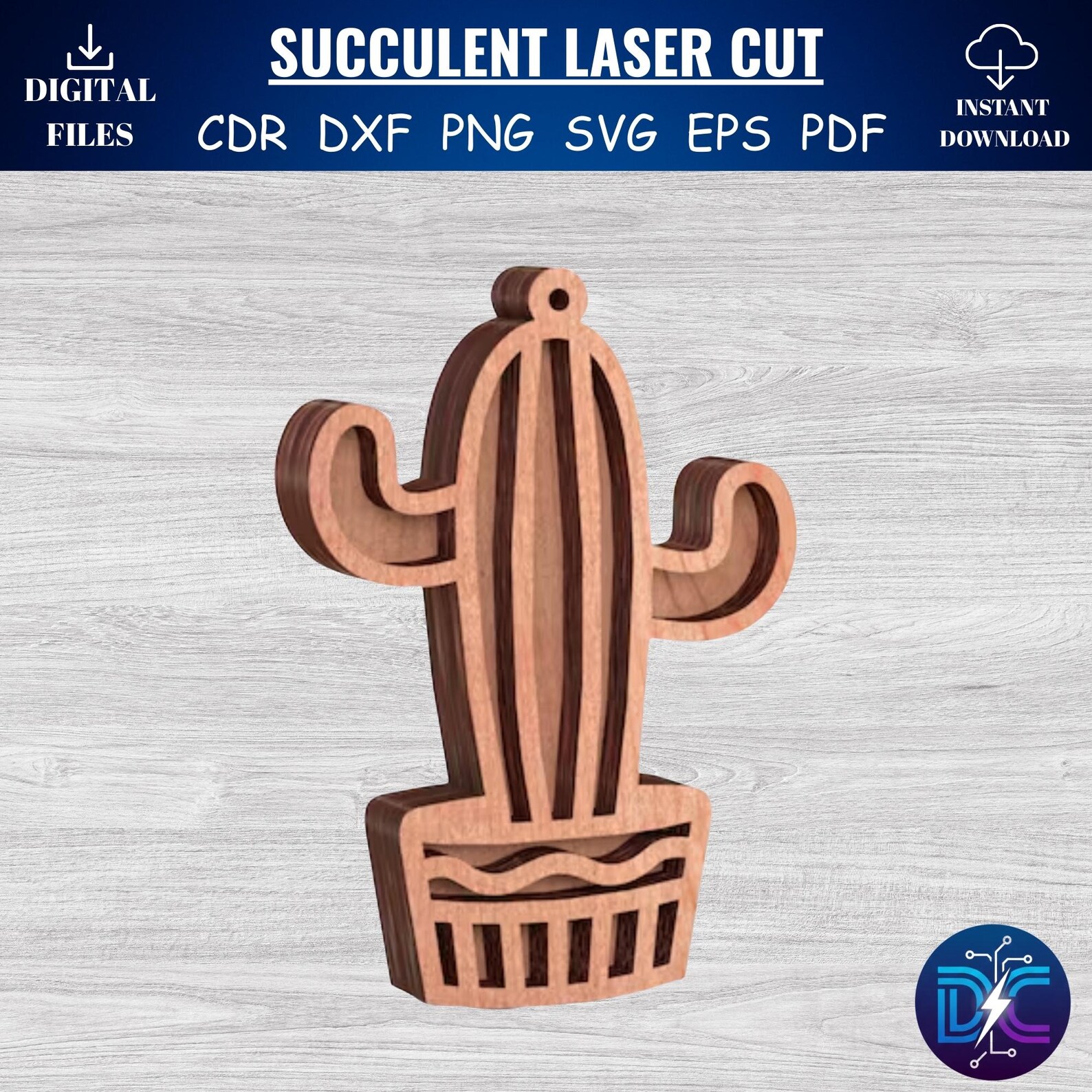 3D Succulent Laser Cut Files – Potted Cactus SVG Bundle (digital ...