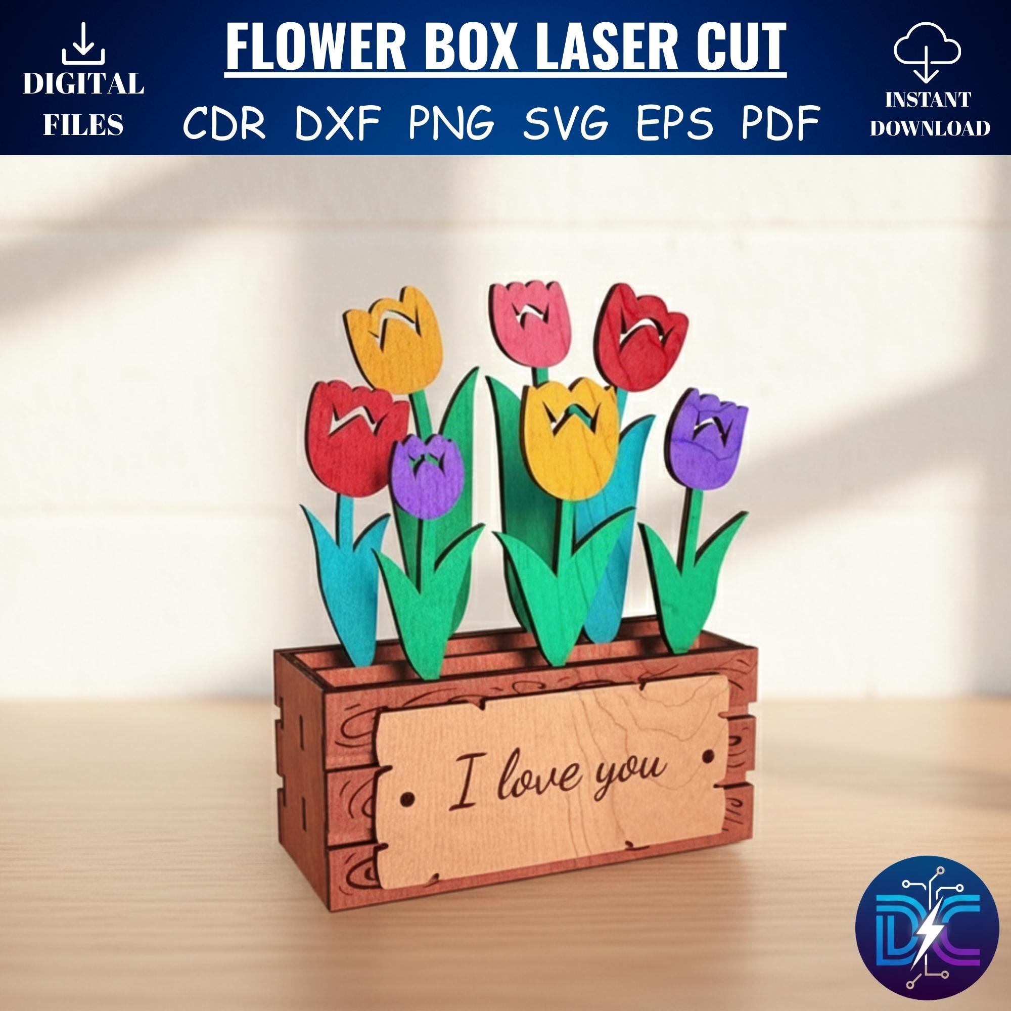 3D Flower Box SVG Bundle, Laser Cut Files, Mother's Day Gift (digital ...