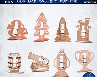 Laser Cut Bottle Holder SVG Bundle, Unique Beer Stand Designs (Digital Files Only)