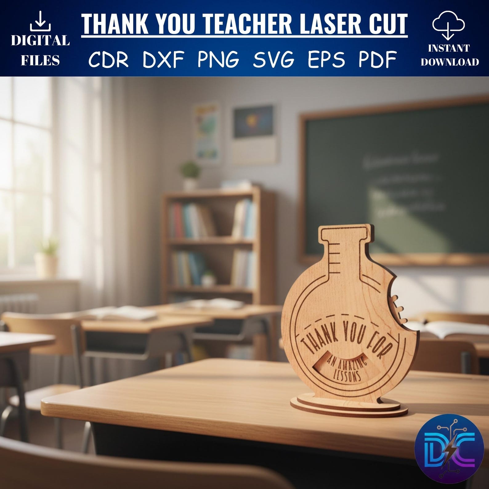 Laser Cut Teacher Gift SVG Bundle | Thank You Desk Decor (digital ...