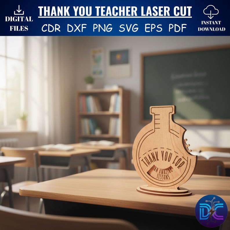 Beacker Dxf Laser Cut Teacher Gift SVG Bundle | Thank You Desk Decor (digital ...