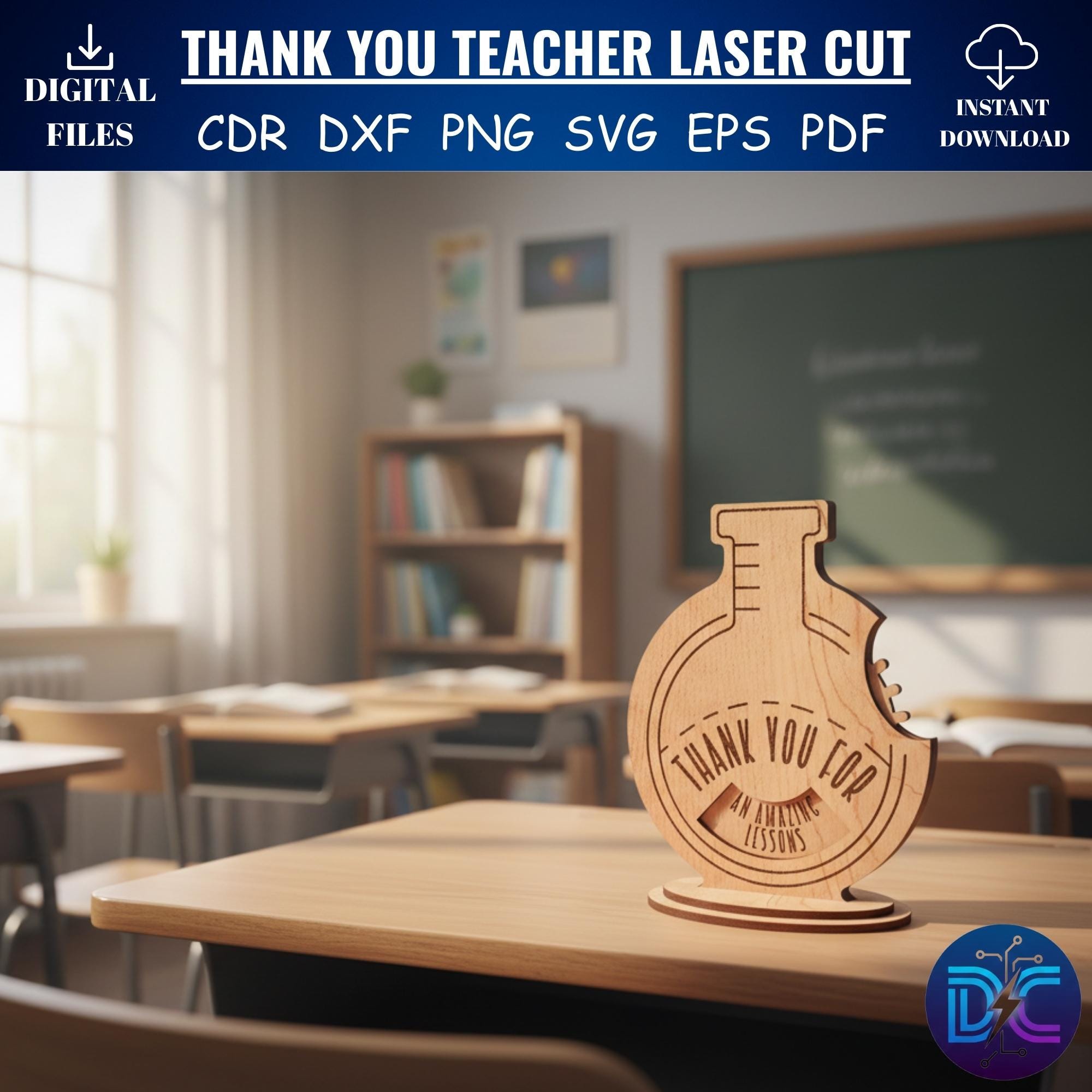 Laser Cut Teacher Gift SVG Bundle | Thank You Desk Decor (digital ...