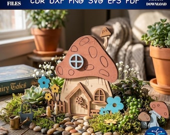 Mushroom Fairy Garden Door Laser Cut SVG | Whimsical Woodland Decor (Digital Download)