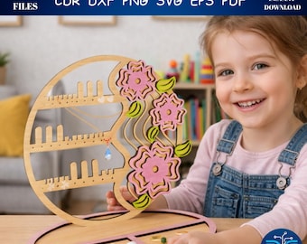 Kids Floral Wood Jewelry Stand SVG, Laser Cut File, Girls Room Decor (Digital Download)