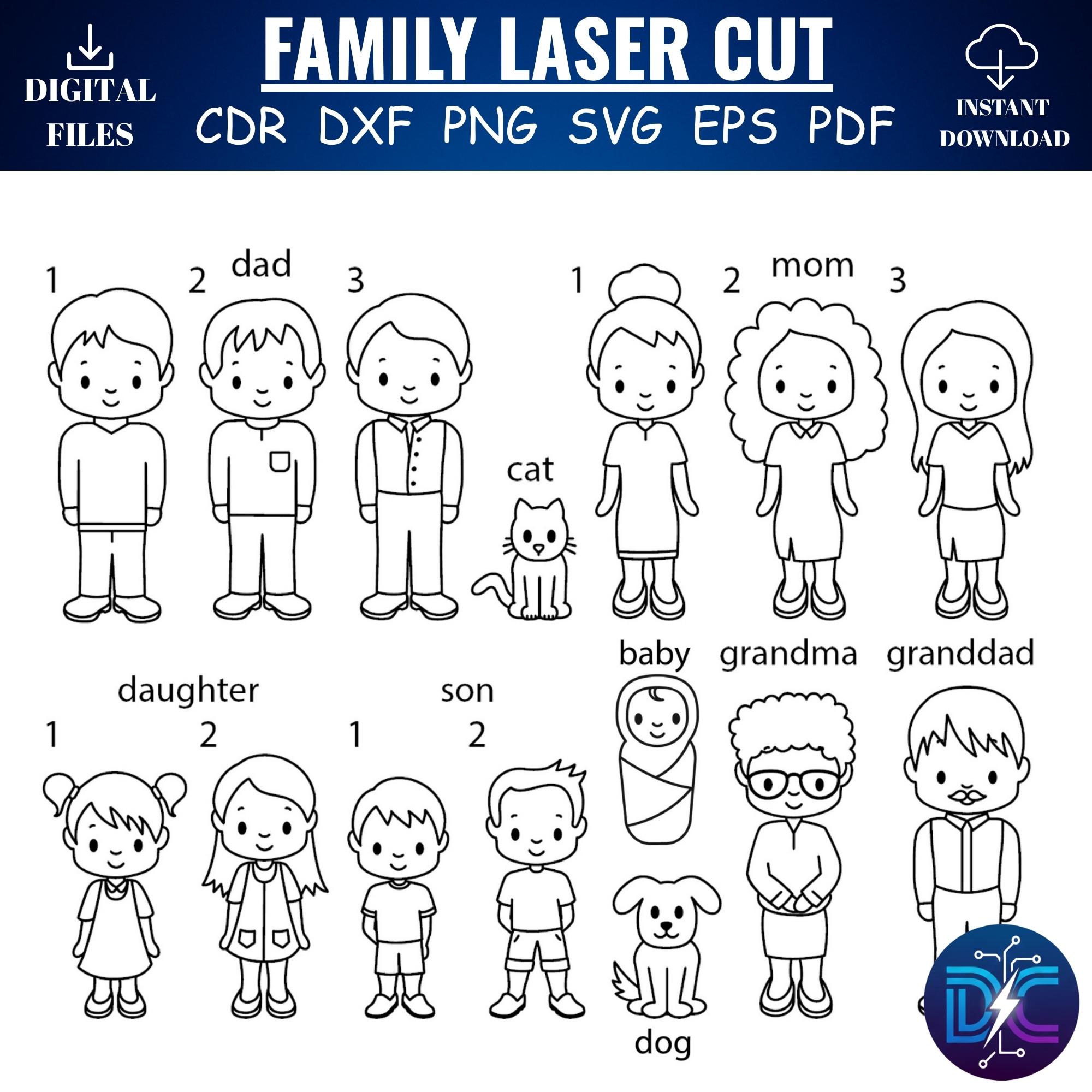 Family Puzzle SVG Laser Cut File | Custom Board, Kids Learning (digital ...