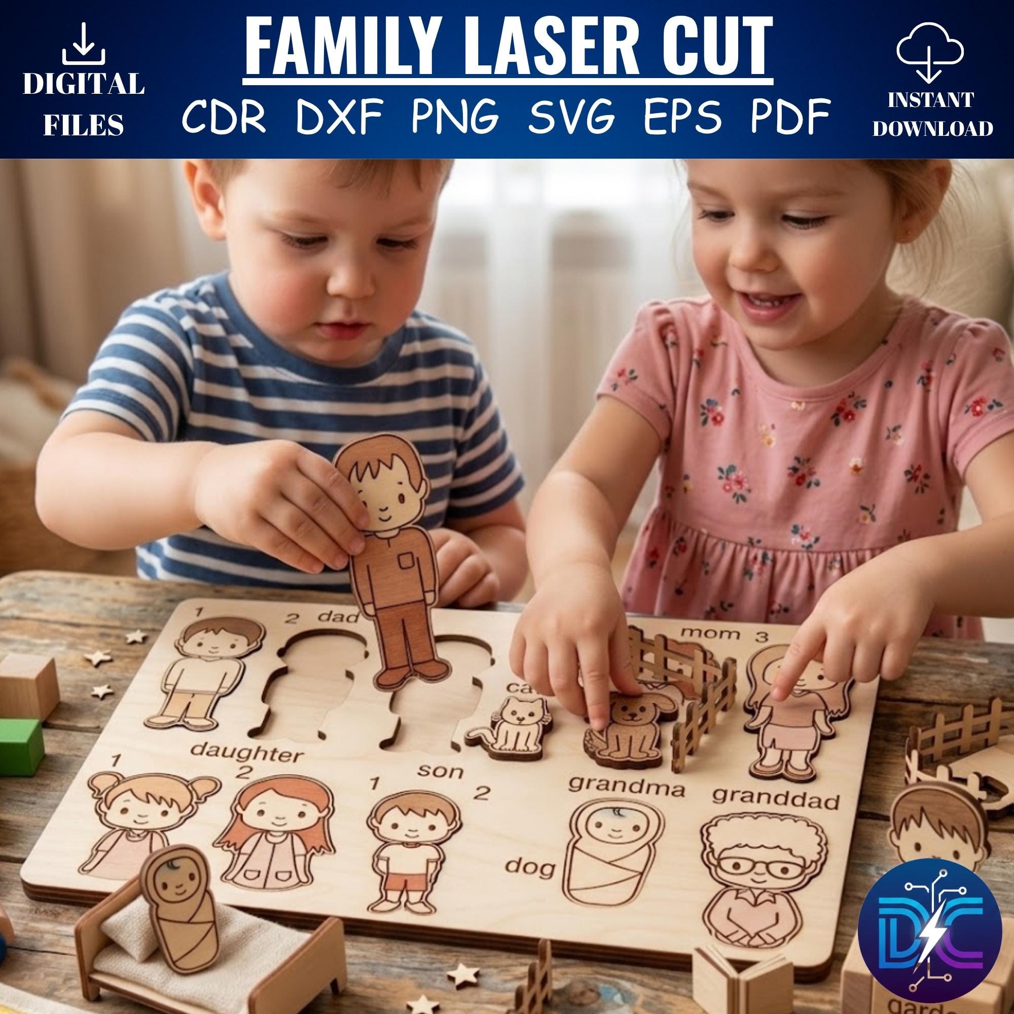 Family Puzzle SVG Laser Cut File | Custom Board, Kids Learning (digital ...