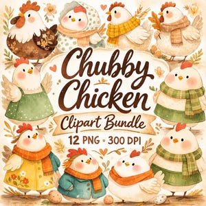 Chubby chickens clipart bundle