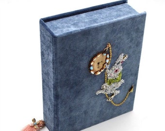 Book clutch Alice’s adventures, gift for a girl, down the rabbit hole bag, handmade jewelry box for fairytale lovers, wonderland miracles