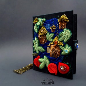 Forest Treehouses Clutch Bag: Handmade Velvet Evening Purse