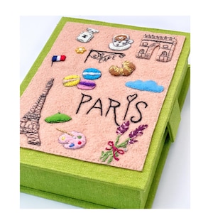 Handgemachte Bestickte Paris Clutch Bag: Eiffelturm Leinen Geldbörse
