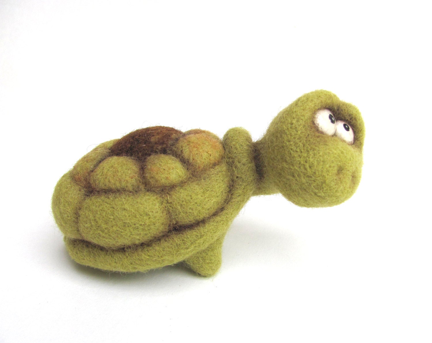 Cute turtle miniature decor Needle felted Animal art fabric doll handmade T...