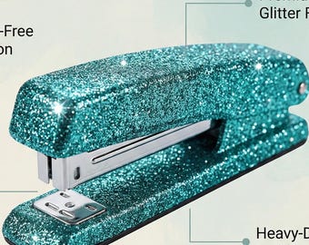 Glitter Desk Stapler Office Accessory Teacher Gift Sparkly Cute Design School Supply Decorative Item Stylish Workspace Trendy Tool Colorful