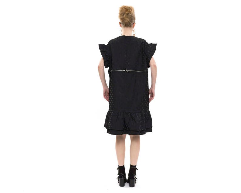 T-Shirt Dress with Short Sleeves and Pockets for Day or Evening Polka Dot Dress Dress with Ruffle edges