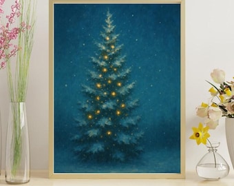 Lámina de arte abstracto de flora marina / Decoración de pared en capas de color verde azulado