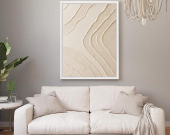 Sand Ripples Art Print – Neutral Beige Minimalist Landscape (Digital Download)