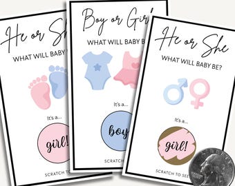 Tarjetas de juego para revelar el sexo del bebé / Niño o niña / Juego para baby shower / Para armar o listo para jugar / Tarjetas de juego para fiestas
