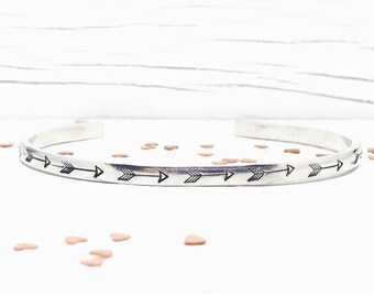Arrow Bracelet, Hand Stamped Bracelet, Skinny Stacking Cuff