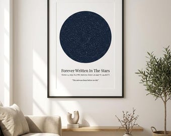 Custom Night Sky Print, Personalized Constellation Poster, Wedding & Anniversary Keepsake