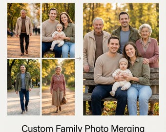 Custom Photo Merge – Combine Separate Photos Into Family Portrait – Personalized Digital Family Picture