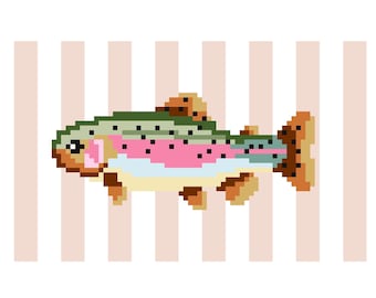 Rainbow Trout Needlepoint Pattern | Coastal Design | 18 Mesh | Digital Stitch Chart