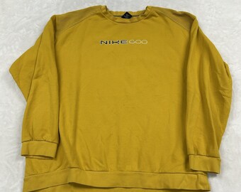 Nike 6.0 Sweatshirt Mens 2XL Yellow Embroidered Logo Ribbed Shoulder Pullover