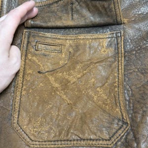 Vintage Avirex G-1 Flight Jacket Mens Small Brown Distressed Leather Patches G1 image 3