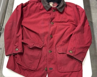 Vintage Marlboro Country Store Red Canvas Barn Jacket Corduroy Collar Mens XL