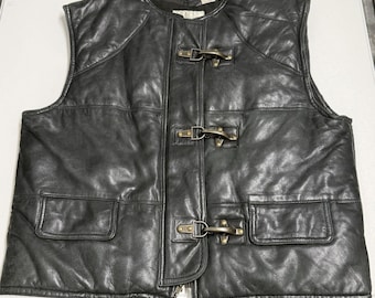 Spiegel Leather Vest Mens Large Black Excellent Lobster Claw Clasp Biker Moto