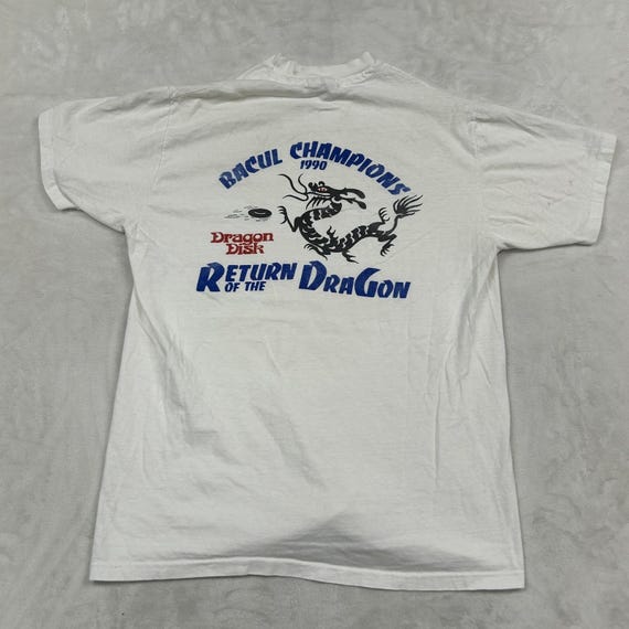 Hanes, Hanes T-Shirt Mens Large White Vintage 1990 Dragon Disk Graphic Single Stitch