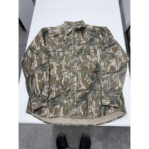 Mossy Oak Camo Flannel Shirt Long Sleeve Button Up Men's Size Large image 1