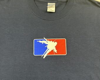 Gildan Gundam Seed MLG T-Shirt Mens XL Navy Blue Graphic Anime Mecha Tee