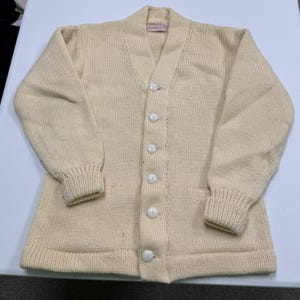 Mitchell & Ness Cardigan Sweater Mens S Cream Good Vintage Shawl Collar Knit
