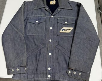 Vintage swingsters Work Jacket Blue Fleece Lined Snap Front Trucker S