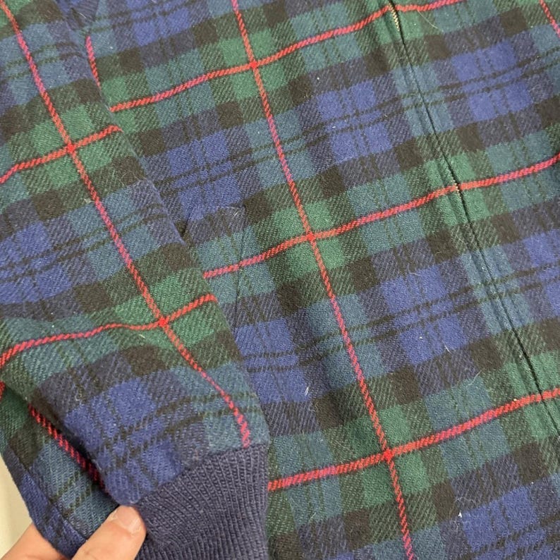 Vintage Pendleton Plaid Bomber Jacket Mens M Blue Green Zip Up 画像 2