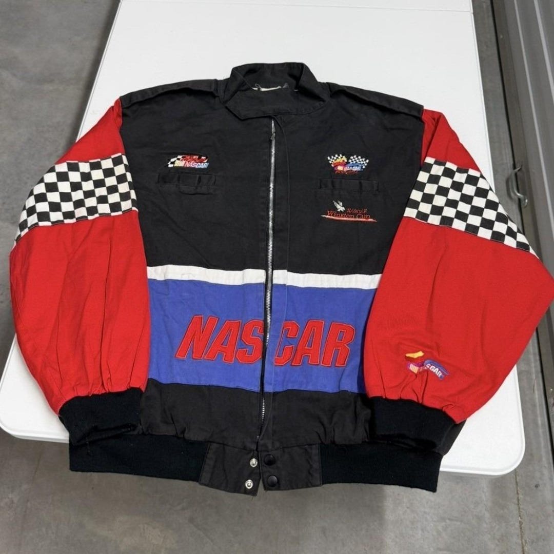 Colorblock Racing Jacket Vintage NASCAR Winston Cup Series Racing Jacket XXL Black Red Blue ...
