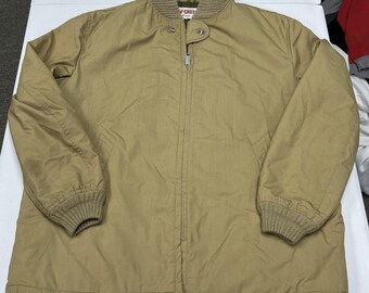 McGregor bomber Coat Mens L Tan Excellent Vintage Quilt Lined Canvas Jacket