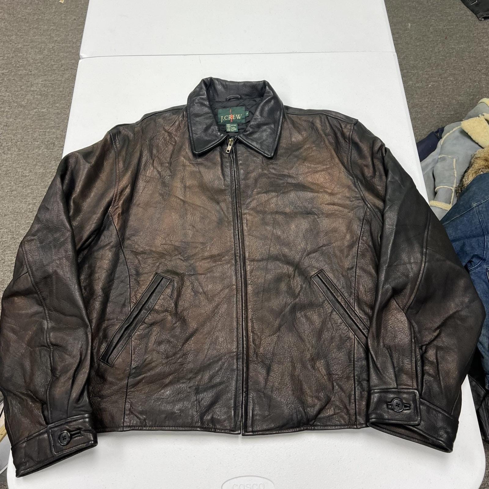 90s J.Crew leather bomber jacket 巨人タグ　M J Crew Vintage Leather Jacket - Etsy