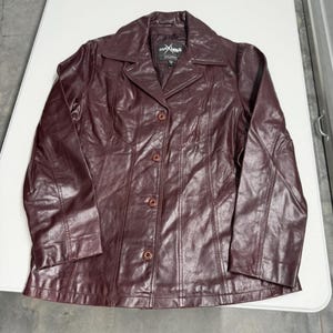 Blazer 100% Cuir Bordeaux Wilson Maxima - Taille L Femme - Occasion Très Bon état