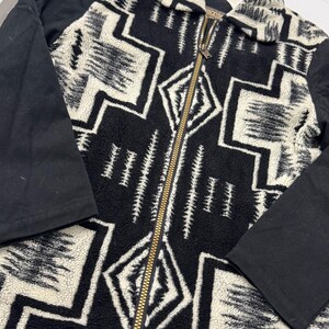 Pendleton Jacket Mens Large Black White Excellent Fleece Southwestern Zip Up imagen 2