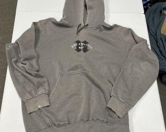 90s Nike Hoodie Mens M Grey Vintage Athletics Embroidered Pullover Sweatshirt