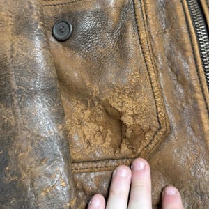 Vintage Avirex G-1 Flight Jacket Mens Small Brown Distressed Leather Patches G1 image 2