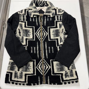 Pendleton Jacket Mens Large Black White Excellent Fleece Southwestern Zip Up imagen 1