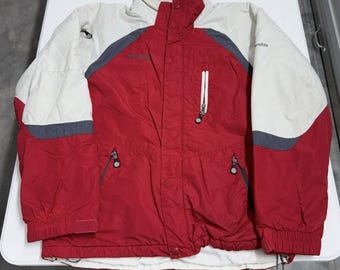 Columbia Sportswear Vintage Ski Jacket Red White Grey Colorblock Mens Large